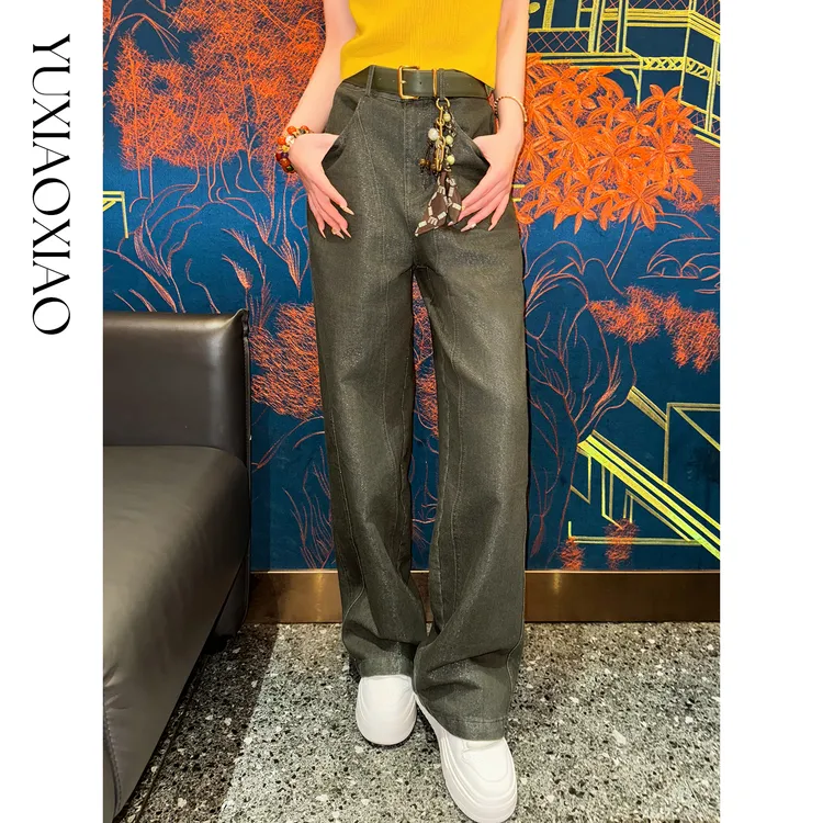 余潇潇【飞驰人生】百搭宽松挺括含银丝牛仔棉阔腿牛仔裤送腰带挂链