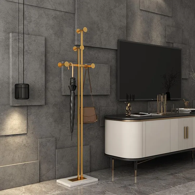 意式轻奢大理石金属挂衣架落地卧室ins房间衣服架客厅玄关衣帽架