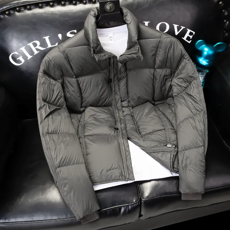 2025冬季韩版男立领高充绒羽绒服百搭潮流时尚纯色男装保暖外套潮