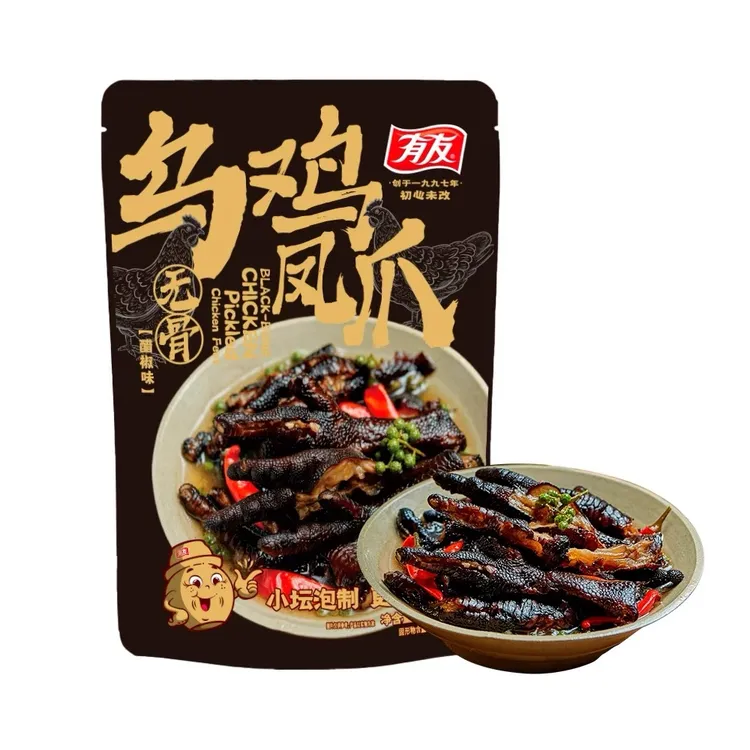 【临期促销】有友无骨乌鸡凤爪醋椒味60g*4袋解馋零食休闲解馋鸡爪