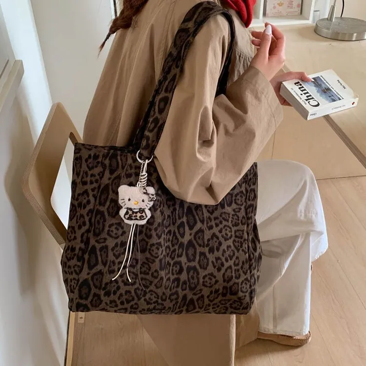 秋冬大容量豹纹包包女复古时尚单肩托特包通勤休闲百搭单肩大包