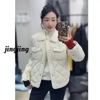 秋季新款休闲百搭砸格翻领棉服(0705)