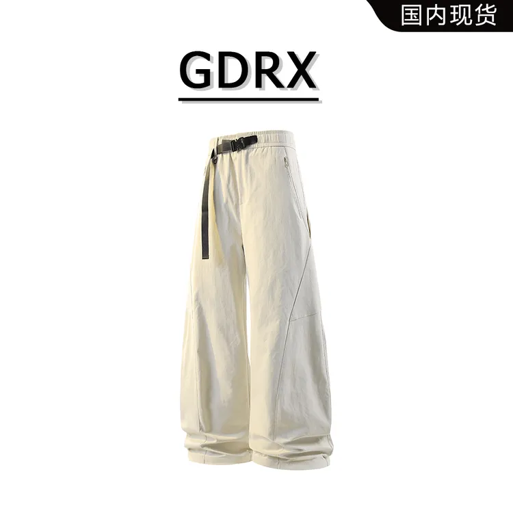 GDRX美式休闲裤长裤男款秋季拼接设计感直筒裤轻奢痞帅男生裤子