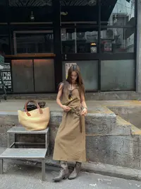 MAR 夏季复古小众修身显瘦长款无袖吊带连衣裙女613027
