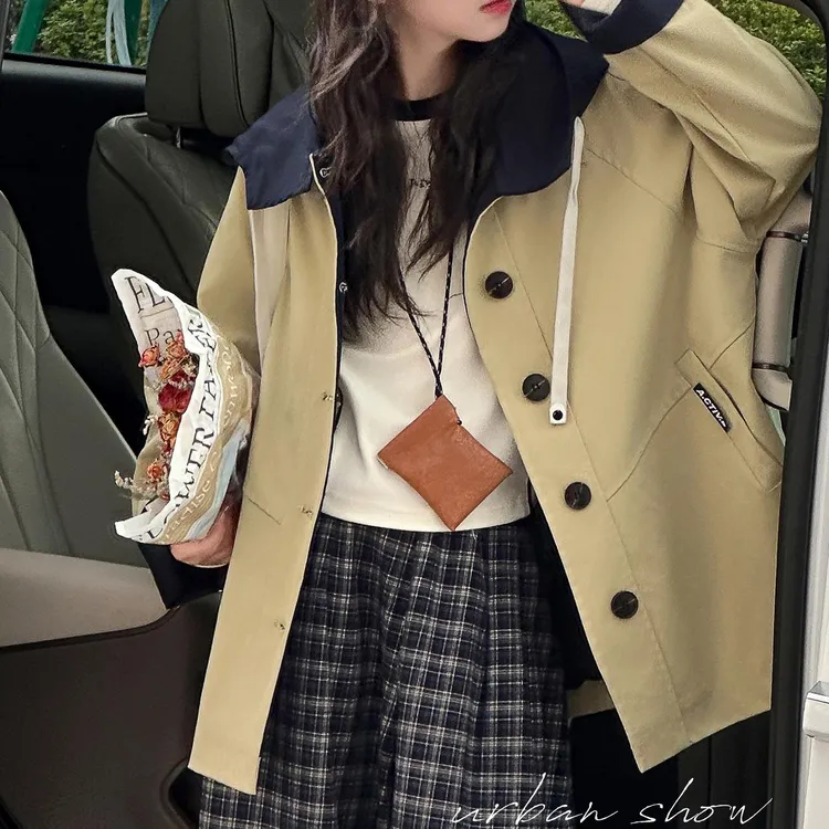 女童秋装休闲韩版风衣外套春秋装大童女孩初中生中长款百搭外套潮