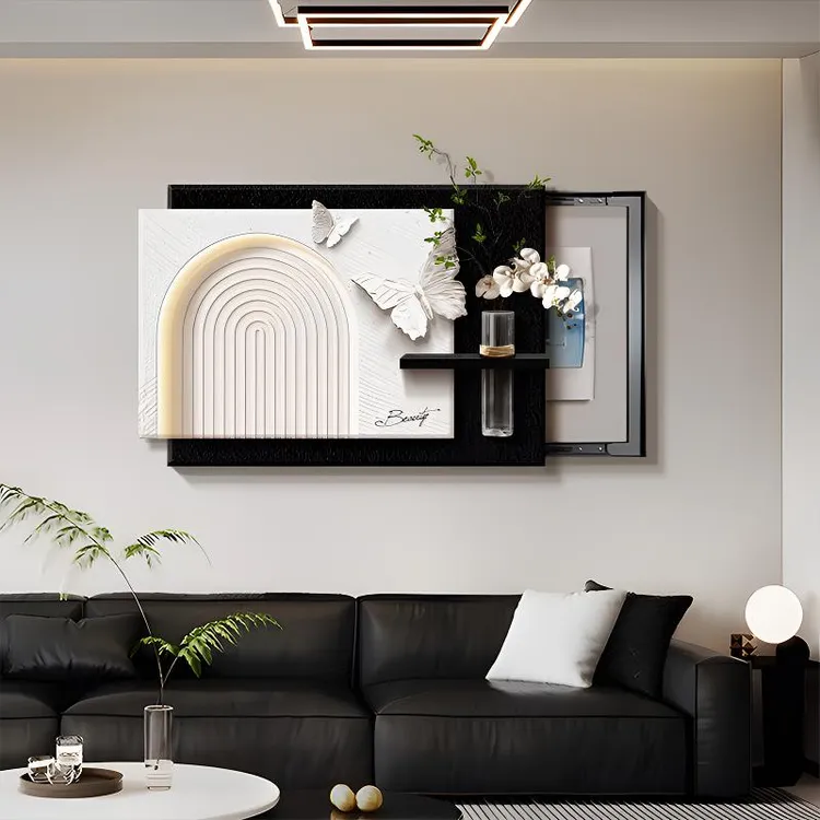 玄关弱电表箱装饰画电闸箱遮挡盖板客厅挂画水培绿植2025壁画