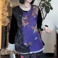 【好鑫晴】秋季新款新中式拼接马甲女2025国风大码宽松坎肩上衣