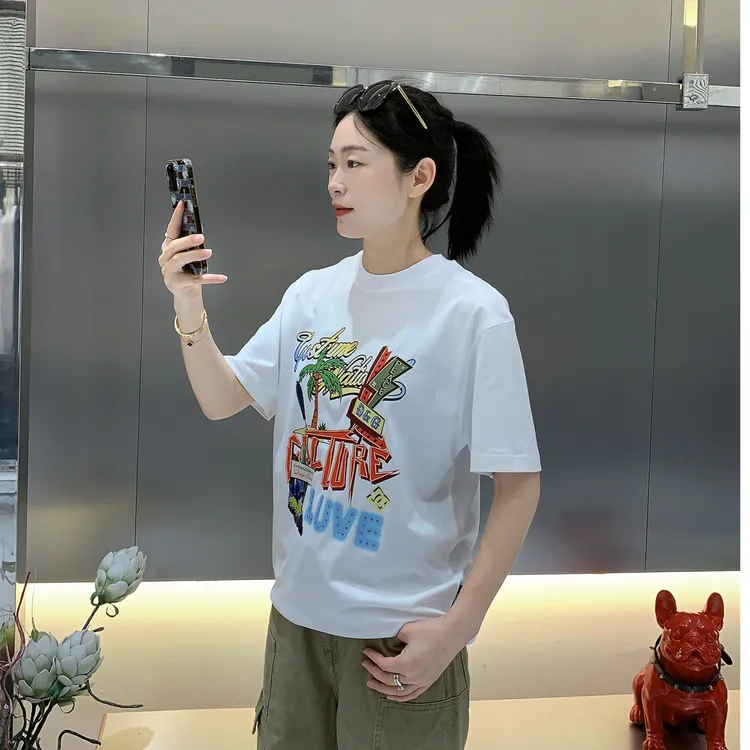 【周晓君】2025夏款欧货男士休闲百搭帅气微阔圆领短袖6387