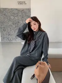 意法～秋冬款加厚复合不加绒洋气套装带披肩878