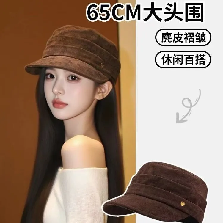 2025秋冬复古麂皮绒顶马术帽新款个性女复古百搭显脸小休闲画家帽