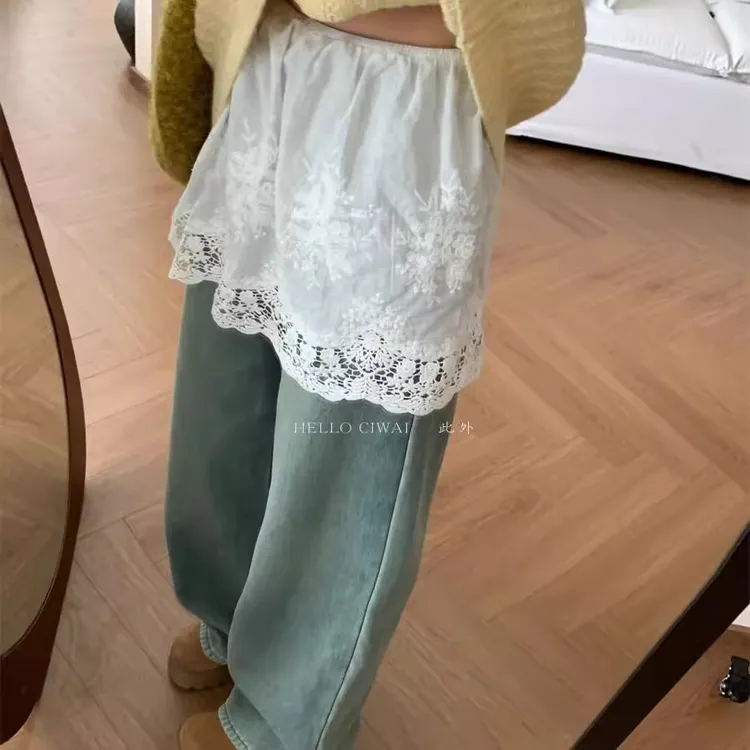 大码蕾丝小屁帘打底半身裙时尚女秋冬新款松紧腰防走光叠穿短裙子