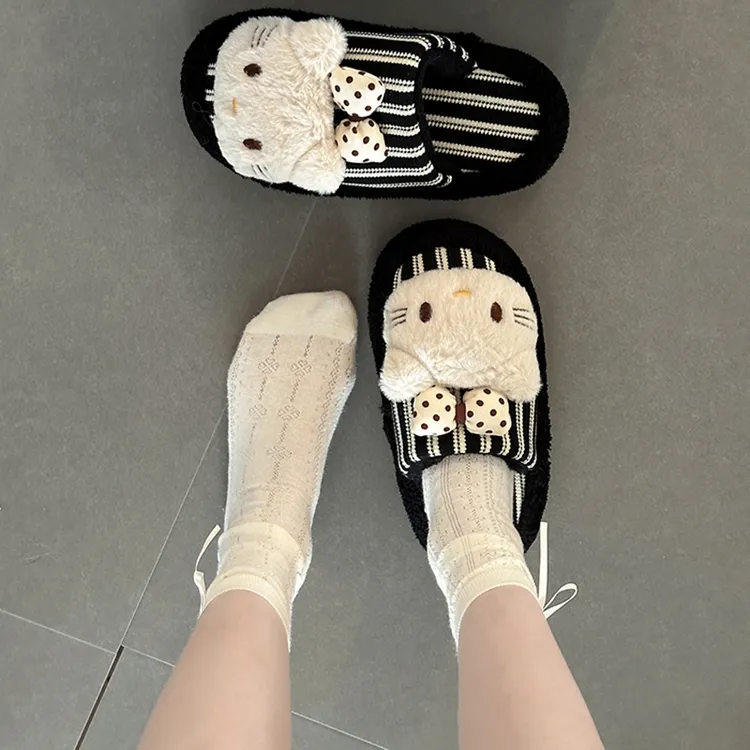 凯蒂猫棉拖鞋女款冬天毛绒可爱厚底室内家居加绒保暖鞋2025新款潮