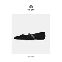 Ms.Qnn"缪斯”单鞋一字带水钻方头玛丽珍鞋 37X2073 Q姐