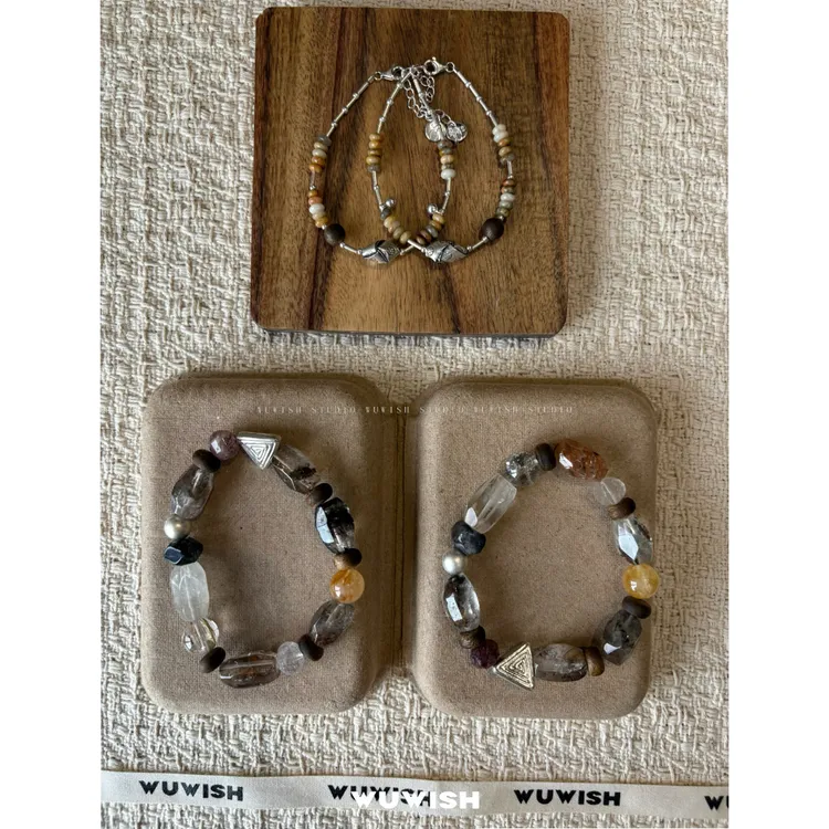 925银手链 Wuwish秋季s925纯银女美拉德复古暗色系手串链饰