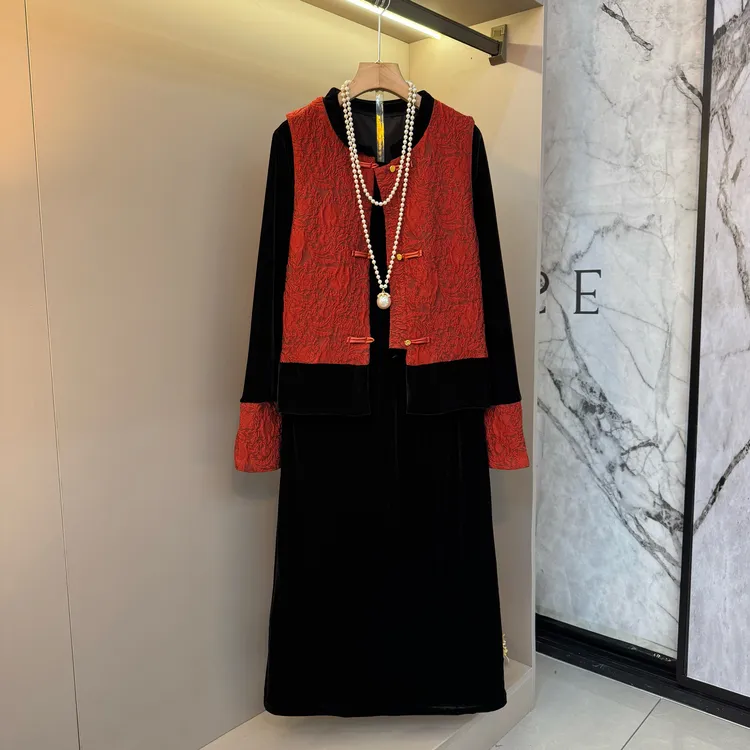 2026新款气质国风时尚新中式大码胖mm内搭+马甲+半裙套装88028