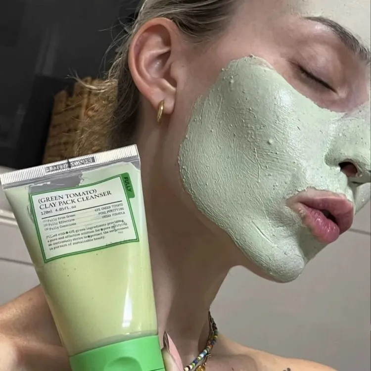 新品#韩国FULLY绿番茄粘土洁面泥膜洁面乳洗面奶清洁毛孔黑头白头