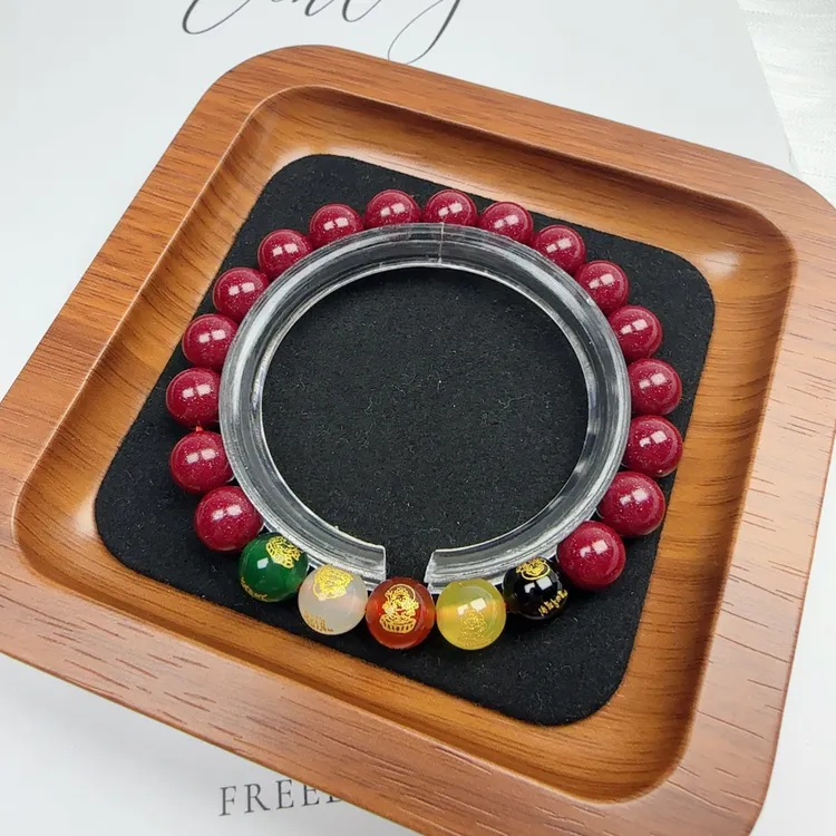 含辰砂工艺品(成品)工艺品高含量朱砂紫金砂手链手串本命年红色