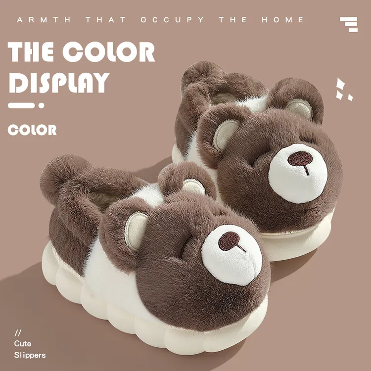 红豆可爱棉拖鞋女士冬季2025新款室内居家居厚底防滑加绒保暖棉拖