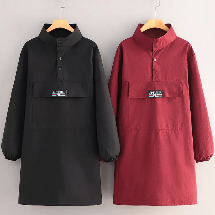 时尚工装立领防泼水罩衣拉链大兜厨房做饭防油污透气不沾毛工作服