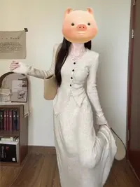 秋冬设计感套装女v领流苏单排扣修身针织开衫搭长款半身裙两件套