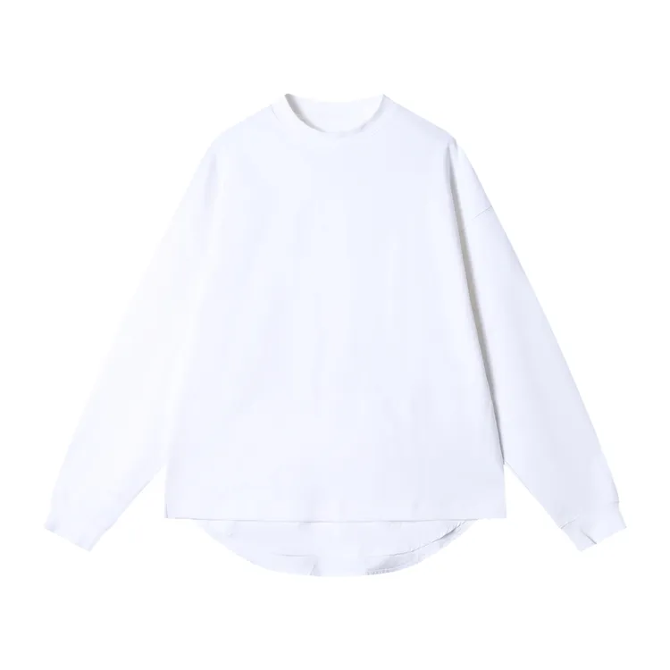 早春新款时尚个韩版纯色拼接圆领假两件长袖T恤百搭简约套头上衣