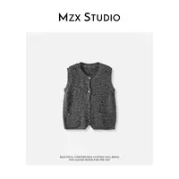 MZX 秋季极简风圆领无袖花纱色针织背心MJ3920-M