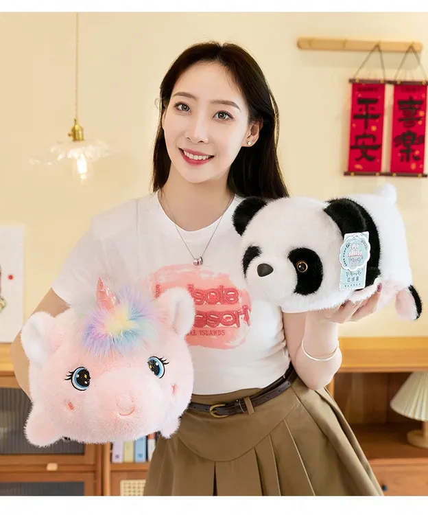 新款翻转熊猫变身独角兽公仔玩偶毛绒玩具变身独角兽送女生小礼物