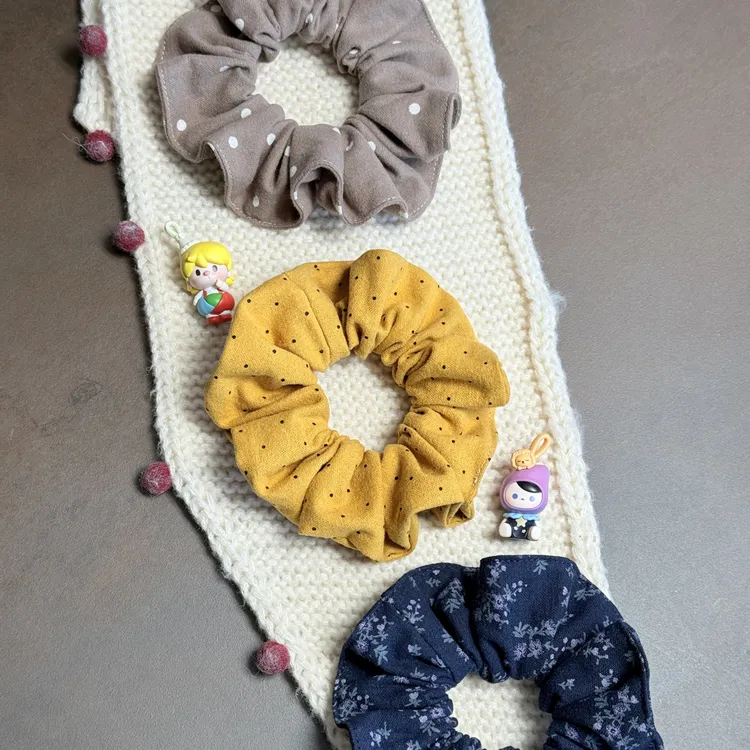 棉麻系列学院风格纹大肠发圈简约百搭时尚发饰