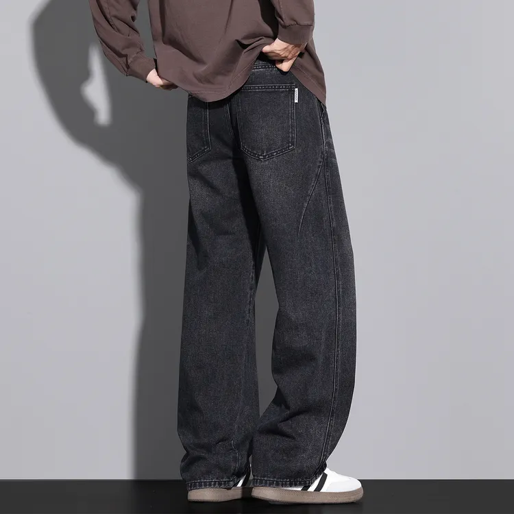 男士2025秋季百搭复古直筒痞帅牛仔裤美式潮牌宽松阔腿垂感休闲裤