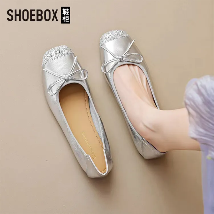SHOEBOX鞋柜法式芭蕾单鞋女夏2025新款一脚蹬女鞋百搭玛丽珍鞋