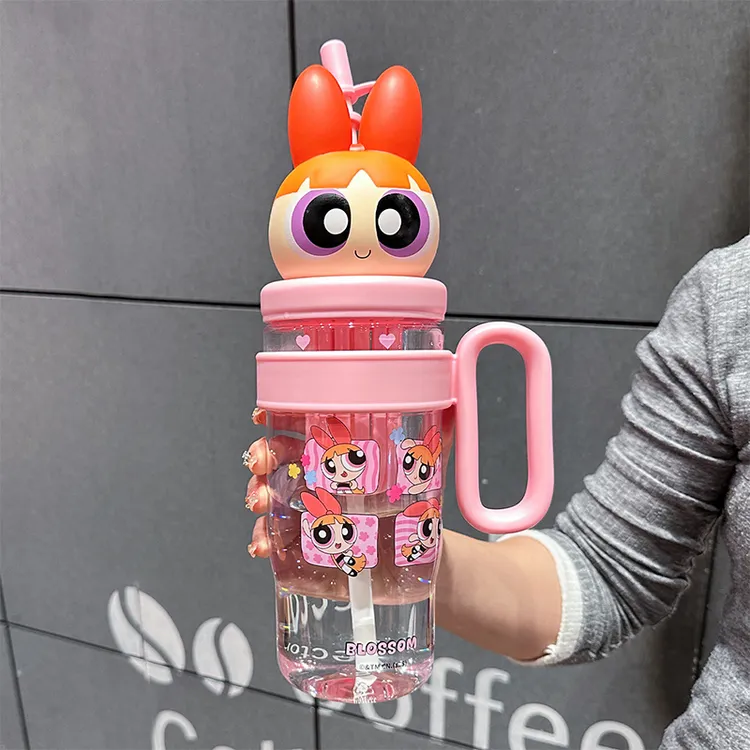 飞天小女警吸管杯茶水分离学生大容量夏季水杯女士专用高颜值杯子