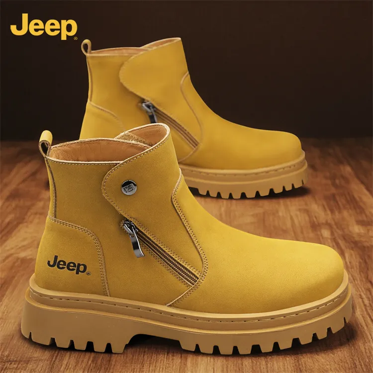 JEEP/吉普男鞋百搭马丁靴工装切尔西户外登山鞋高帮机车风大黄靴商品图