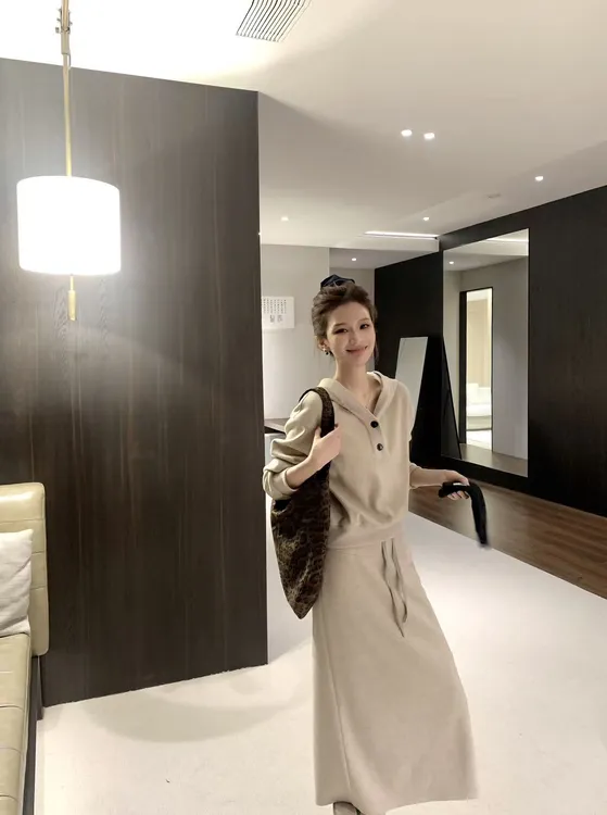  【芝士Cheese】垦丁大道 复合加厚宽松懒人冬季百搭上衣+直筒半裙