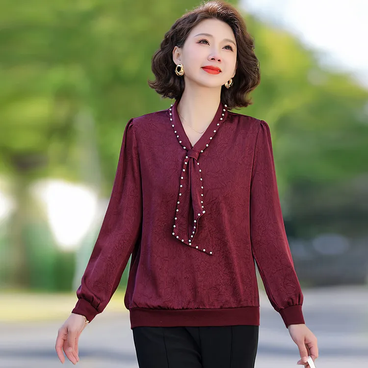 中老年女装中年妈妈春装休闲上衣长袖中老年大码春秋宽松洋气气质