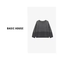 Basic House/百家好秋季新款时尚条纹亮片慵懒羊毛衫-B0625B5MOS2