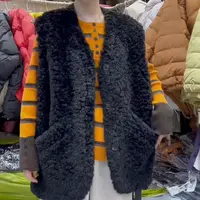 秋冬新款韩版V领宽松显瘦时尚毛毛马甲气质百搭外穿背心