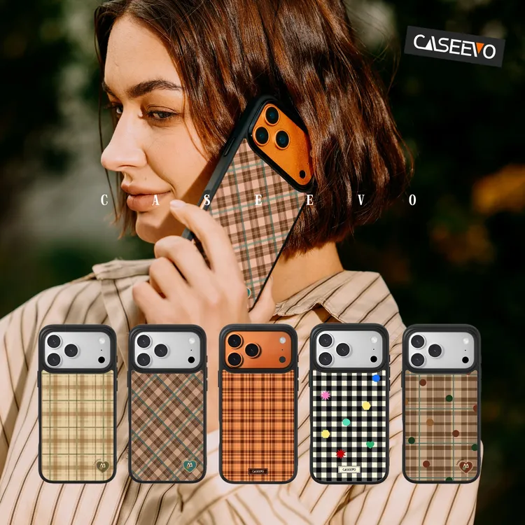 【叽咕喵推荐】CaseEvo格子纹磁吸一体壳轻薄手机壳适用iPhone17/16/15/14