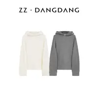 ZZ·DANGDANG秋冬羊毛摇粒绒落肩连帽卫衣极简休闲纯色女20925027