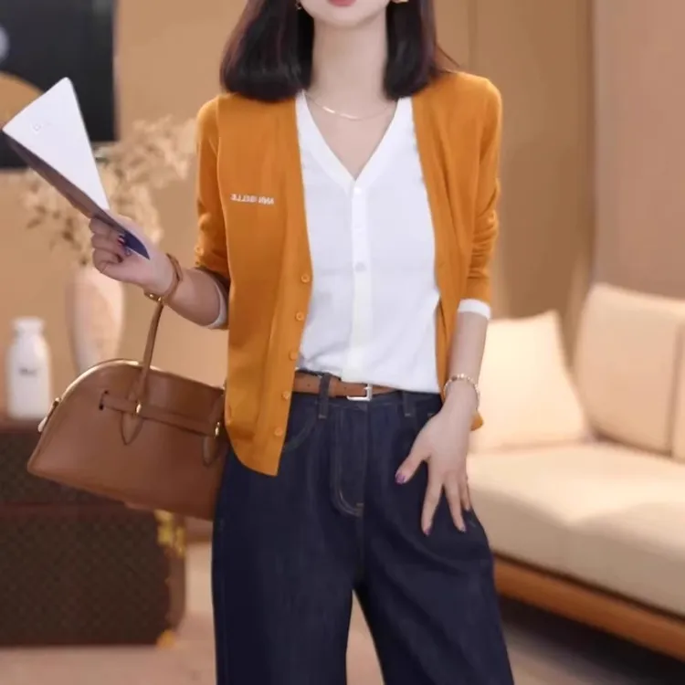 微胖mm显瘦遮肉韩系假两件长袖针织衫女秋季大码修身气质百搭上衣