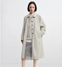 ED衬衫领风衣外套女2025秋季新款长款通勤百搭
