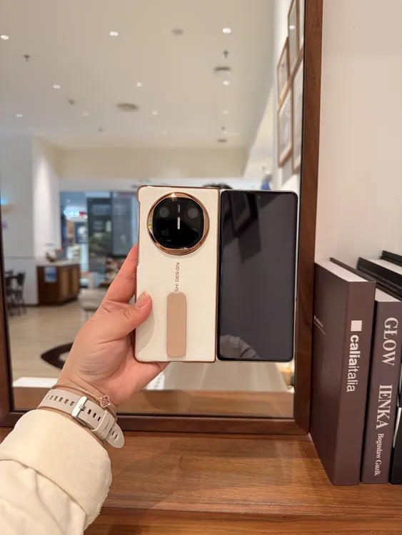 适用于华为MateXT/Matex6纯皮电镀旋转支架折叠手机壳 支架单后壳