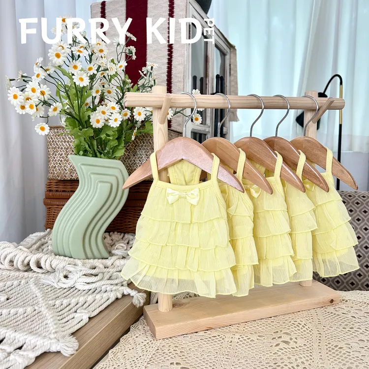 FURRYKID「甜柠公主」柔黄蝴蝶结吊带公主裙层叠裙摆原创狗狗衣服
