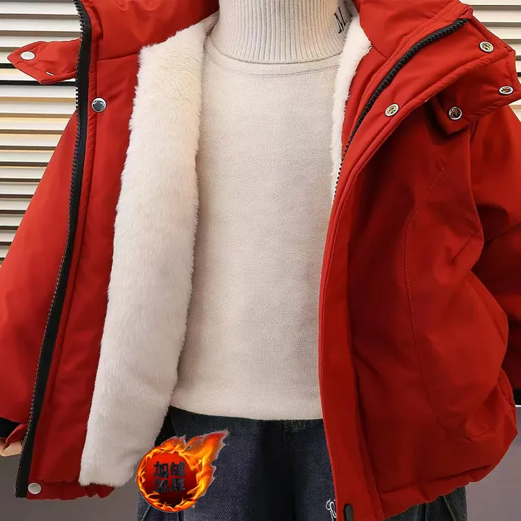 2025新款帅气男童加绒加厚外套儿童派克服宝宝冬装加厚保暖棉袄