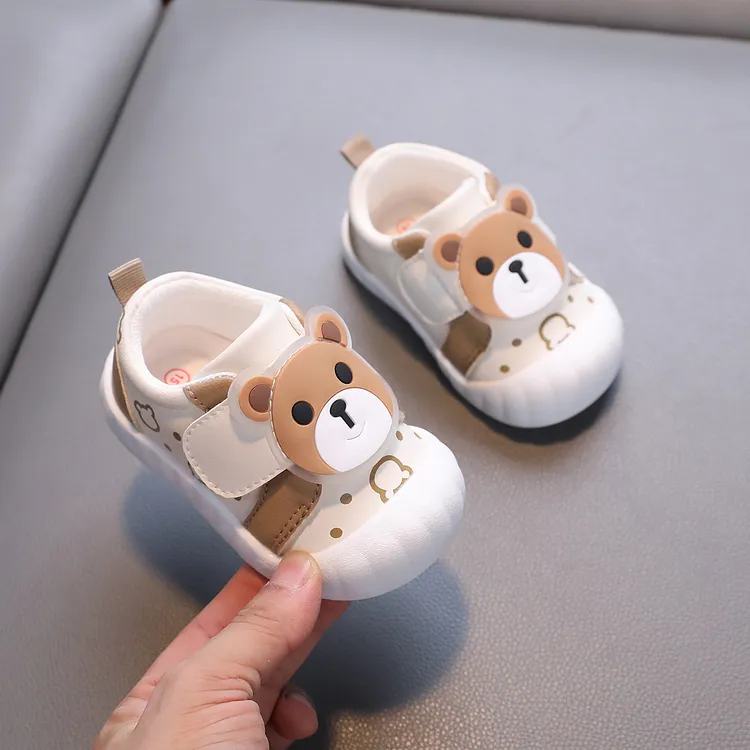 春秋季宝宝学步鞋卡通魔术贴步前鞋软底防滑婴儿鞋小童防撞包头鞋