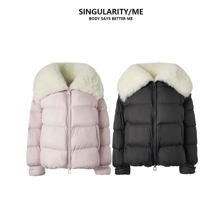 Singularity Me 12A 259133 羊绒大毛领拉链面包鹅绒羽绒服外套