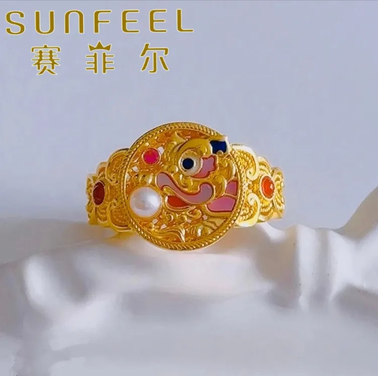 SUNFEEL/赛菲尔万足®古法螺钿工艺醒狮 戒指
