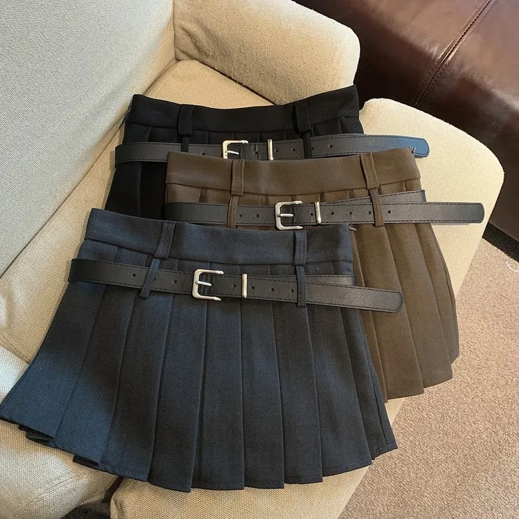 早秋美拉德风百褶短裙半身裙秋冬春秋显瘦短裙高腰包臀时尚洋气