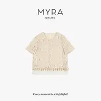 MYRA“流萤”高定款镂空提花短袖上衣小衫XMSC025157