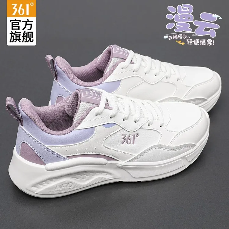 361°女鞋运动鞋女款官方旗舰正品学生轻便减震皮面防泼水跑步鞋子