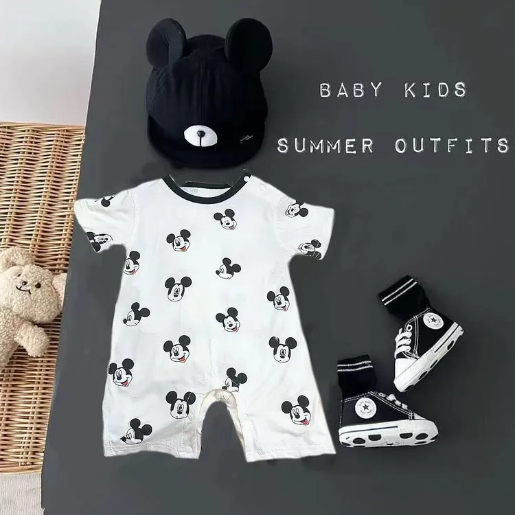 【米奇莫代尔】短袖夏季哈衣爬服满月短袖夏款包屁衣新生儿